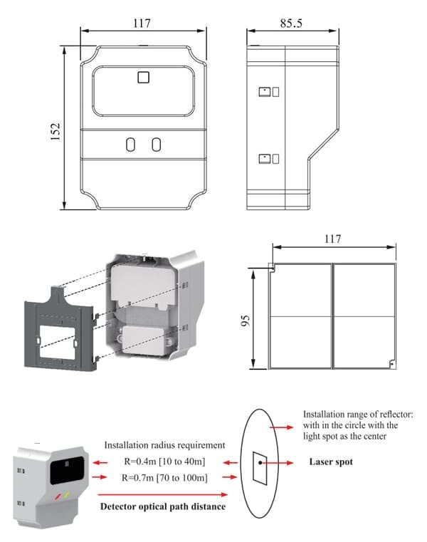 DHI-HY-BD1_size-Fire-Alarm-Infrared-Beam-Smoke-Detector